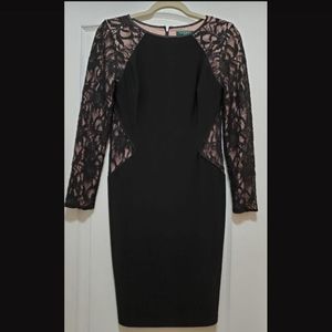 Black long lace sleeve Cocktail Dress